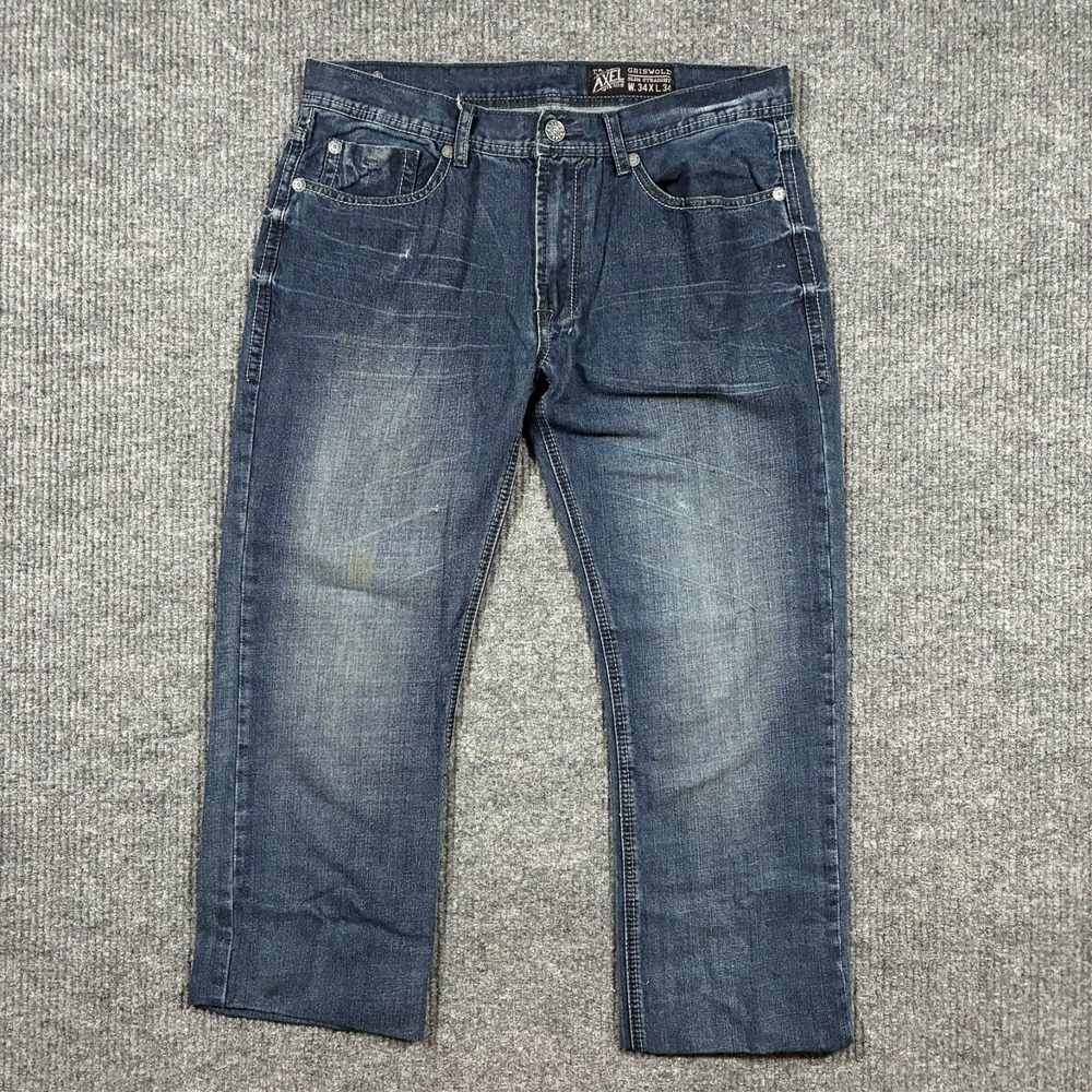 T.K.‎ Axel Griswold Mens Slim Straight Jeans Size 34x34 Blue Denim Low Rise